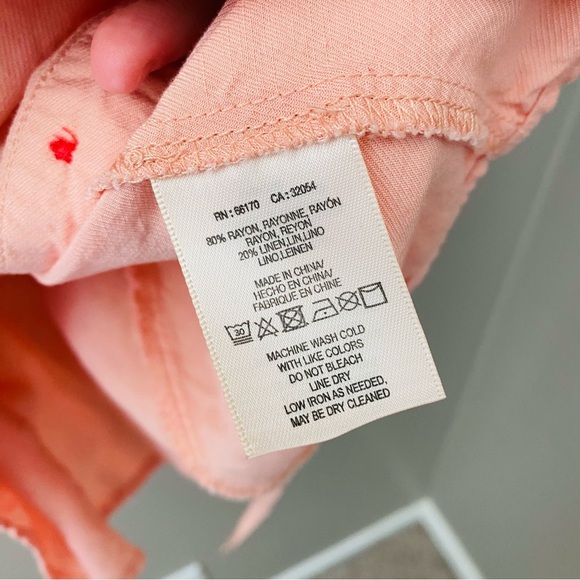 Maeve by Anthropologie Button Up Blouse Peach Sz 0 - Picture 5 of 8